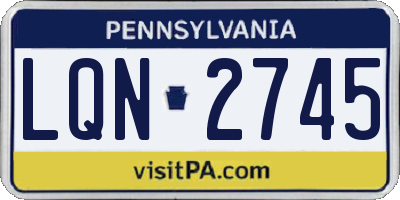 PA license plate LQN2745