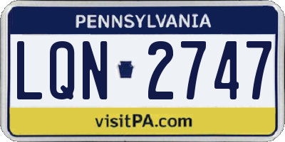PA license plate LQN2747