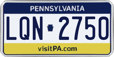 PA license plate LQN2750
