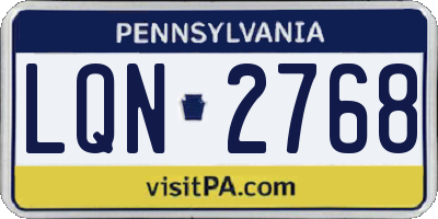 PA license plate LQN2768