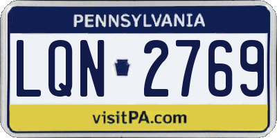 PA license plate LQN2769