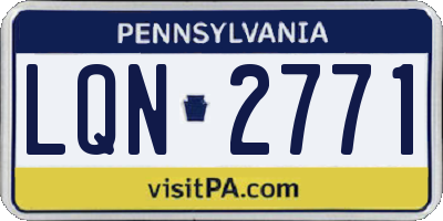 PA license plate LQN2771