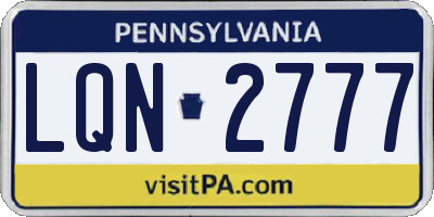 PA license plate LQN2777