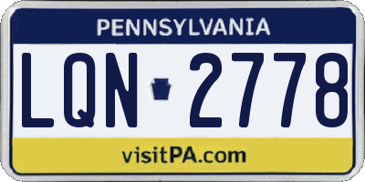 PA license plate LQN2778