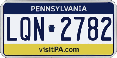 PA license plate LQN2782