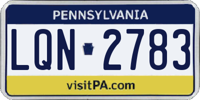 PA license plate LQN2783