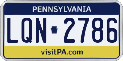 PA license plate LQN2786