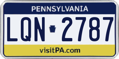 PA license plate LQN2787