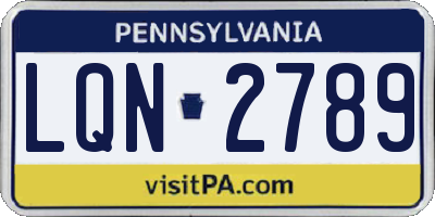 PA license plate LQN2789