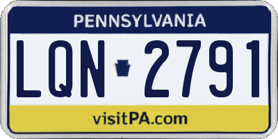 PA license plate LQN2791