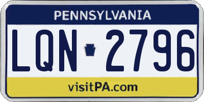 PA license plate LQN2796