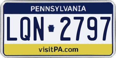 PA license plate LQN2797