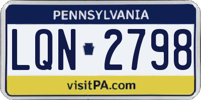 PA license plate LQN2798