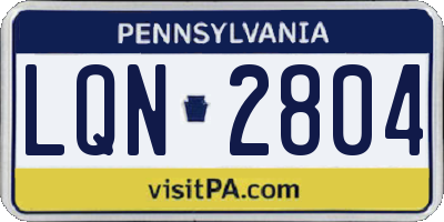 PA license plate LQN2804
