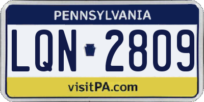 PA license plate LQN2809