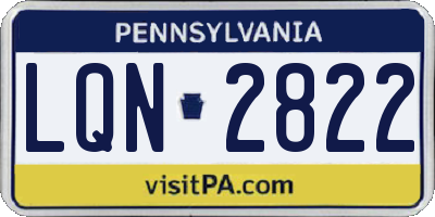 PA license plate LQN2822