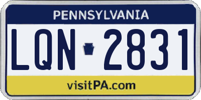 PA license plate LQN2831