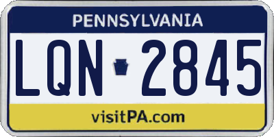 PA license plate LQN2845