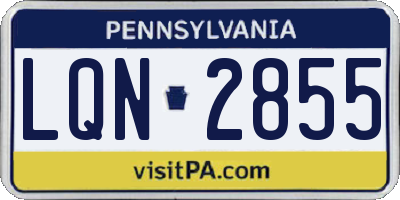 PA license plate LQN2855