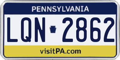PA license plate LQN2862