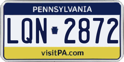 PA license plate LQN2872