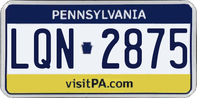 PA license plate LQN2875