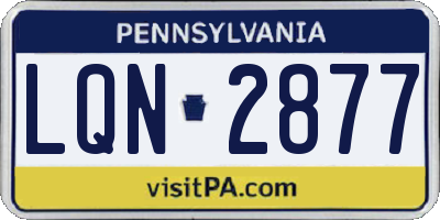 PA license plate LQN2877