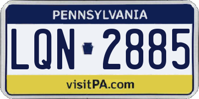 PA license plate LQN2885