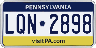 PA license plate LQN2898