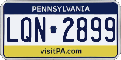 PA license plate LQN2899