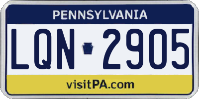 PA license plate LQN2905