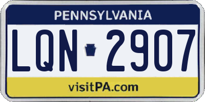 PA license plate LQN2907