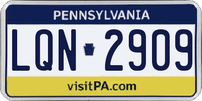 PA license plate LQN2909