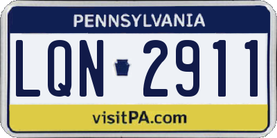 PA license plate LQN2911