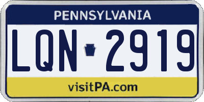 PA license plate LQN2919