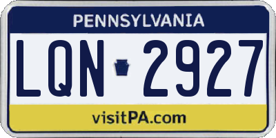 PA license plate LQN2927