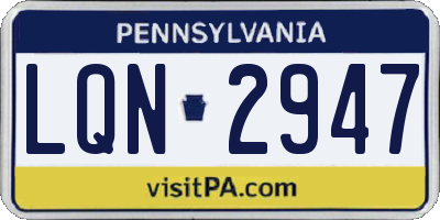 PA license plate LQN2947