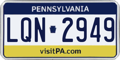 PA license plate LQN2949