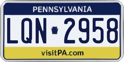 PA license plate LQN2958