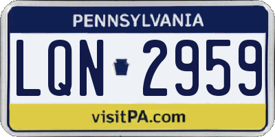 PA license plate LQN2959