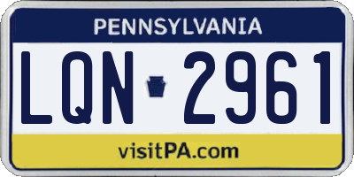 PA license plate LQN2961