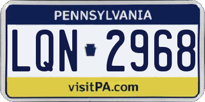 PA license plate LQN2968