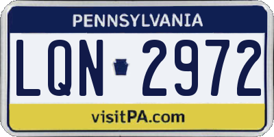 PA license plate LQN2972