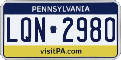 PA license plate LQN2980