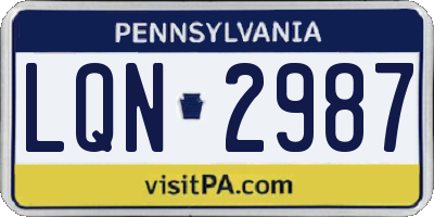 PA license plate LQN2987