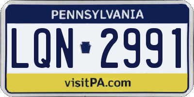PA license plate LQN2991