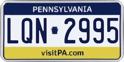 PA license plate LQN2995
