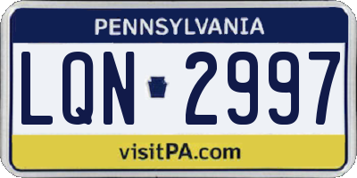 PA license plate LQN2997