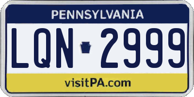 PA license plate LQN2999