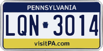 PA license plate LQN3014